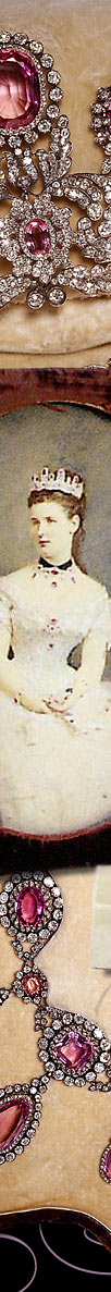Rare, Unique and Unusual Diamonds and Jewellry Jewels of the World Offertes par le tsar Nicolas Ier de Russie, grand passionn de topazes roses,  sa fille Olga (1822-1892) devenue reine de Wurtemberg, ce diadme fait partie d'une parure - porte par la princesse Marie de Waldeck-Pyrmont, 1re pouse du roi Guillaume II de Wurtemberg.