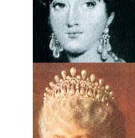  portrait of the Duchess of Cambridge at the time of her marraige in 1818.  She is wearing the pearl and diamond diadem that was subsequently passed to her daughter Augusta Grand Duchess of Mecklenburg- Strelitz, and which May so admired, that she ordered a copy for herself.