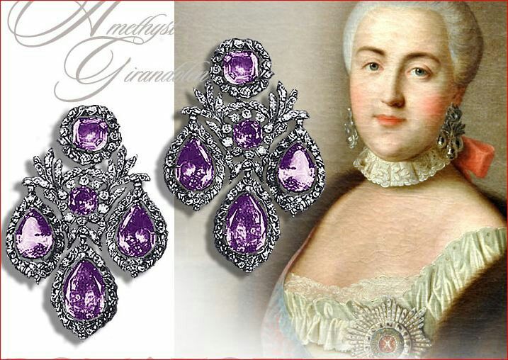 Amethyst girandole, Amethyst Earrings,Amathyst jewels -Imperial Amethysts of the Empress of Russia| Romanov Gems Jewelry 