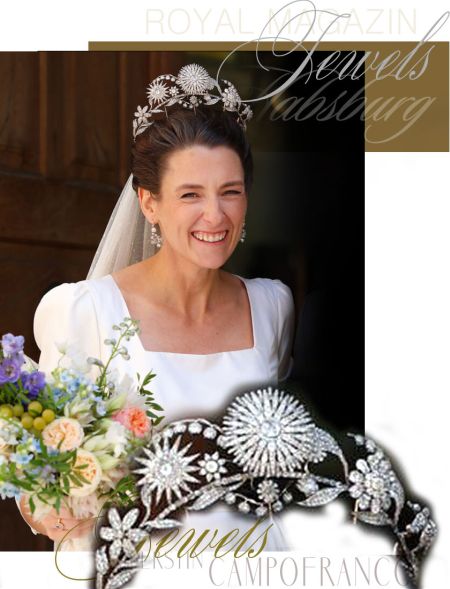 Wedding Franziska Countess of Kuenburg -Princess Campofranco's Diamond Floral Tiara Franziska Gräfin von Kuenburg und Max Graf von Hoyos Royal Jewels, Royal Jewellery, Royal Tiara, Diamond Tiara, Flower Tiara, Floral Tiara, Historic Jewels, Historical Jewellery, Antique Jewellery, Wedding Jewels, Bridal Tiara, Heirloom Jewels, Family Jewels, Habsburg, House of Habsburg, Austrian Imperial Family, Campofranco, Kuenburg, Hoyos, Lucchesi Palli, Castel Sallegg, Royal Wedding, Noble Wedding, Jewellery History, Royal History, Royal Magazin