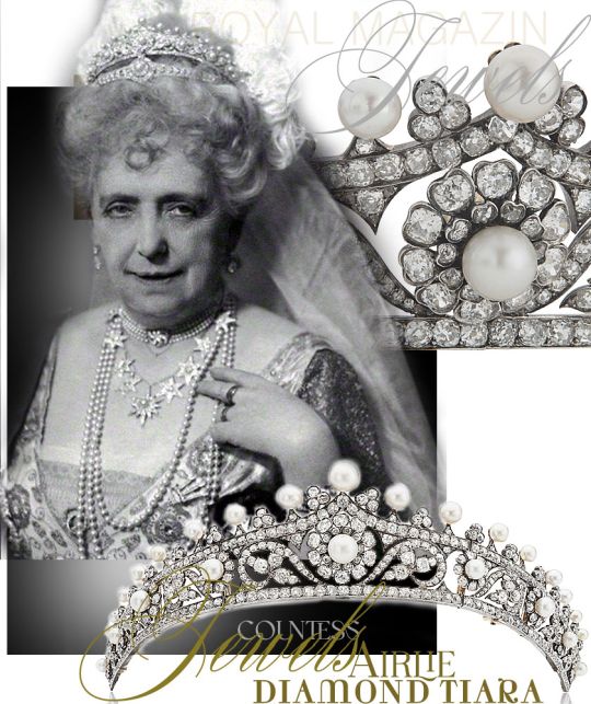 Airlie tiara - ivy and daisy diamond pearl tiara - Countess of Airlies tiara, Countess of Airlie| Diamond Pearl Tiara| British Noble Aristocratic Tiaras Royal Jewel History| 1886 Wedding Gifts The Pearl and Diamond Tiara of The Late Dowager Countess of Airlie