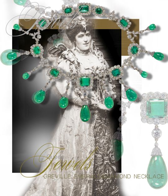 The Greville emerald and diamond necklace british royal jewels - royal emerald necklace - greville emerald collier, queen mother queen elizabeth - royal emerald necklace