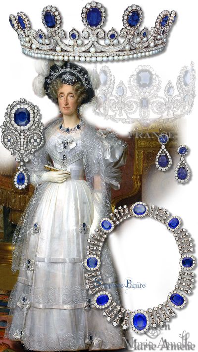 du collier de la parure de saphirs de la reine Marie-Amélie et de la Reine Hortense, de la boucle d’oreille, d’une paire de la parure de saphirs de la reine Marie-Amélie et de la Reine Hortense,