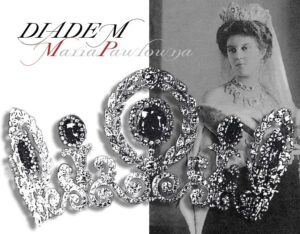 Grand Duchess Maria Pavlovna's Diamond Sapphire Tiara Parure Romanov Sapphire Parure Princess Wilhelm of Sweden - Princess of Sweden Grand Duchess Maria Pavlovna of Russia received this magnificent Cartier Sapphire Tiara as a Wedding Gift from her father upon her marriage to Prince Wilhelm of Sweden